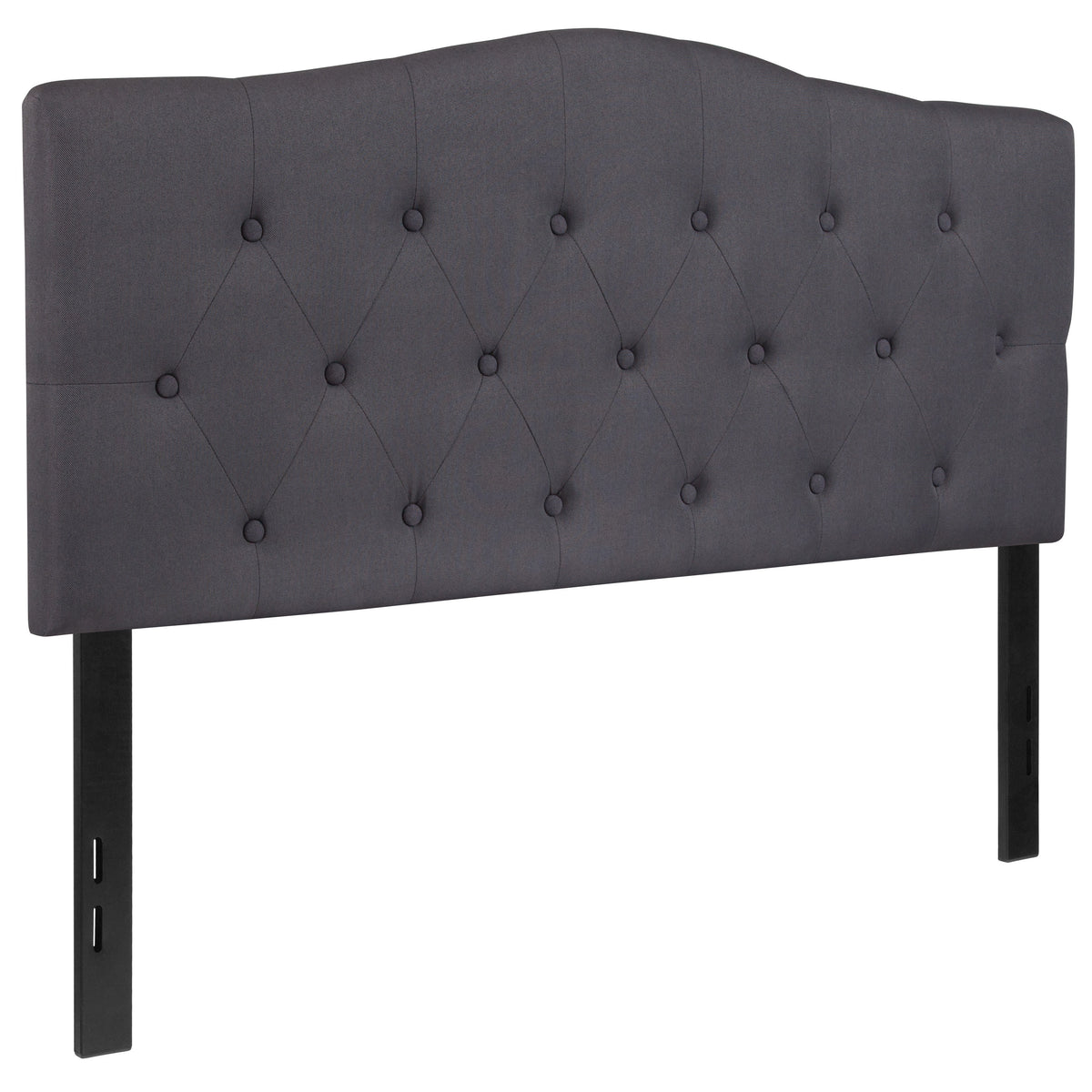 Dark Gray,Full |#| Arched Button Tufted Upholstered Full Size Headboard in Dark Gray Fabric