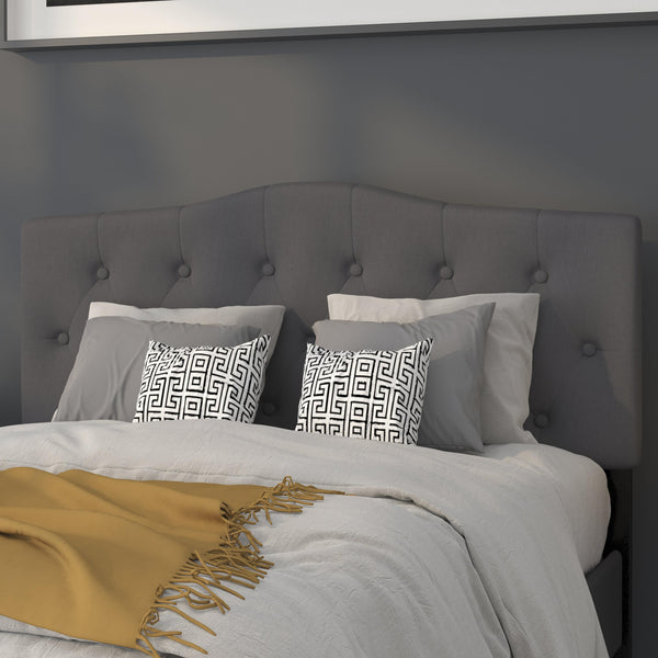 Dark Gray,Full |#| Arched Button Tufted Upholstered Full Size Headboard in Dark Gray Fabric