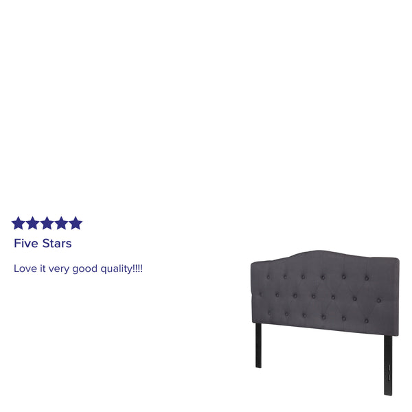 Dark Gray,Full |#| Arched Button Tufted Upholstered Full Size Headboard in Dark Gray Fabric