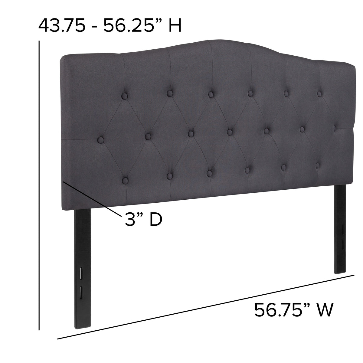 Dark Gray,Full |#| Arched Button Tufted Upholstered Full Size Headboard in Dark Gray Fabric
