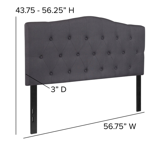 Dark Gray,Twin |#| Arched Button Tufted Upholstered Twin Size Headboard in Dark Gray Fabric
