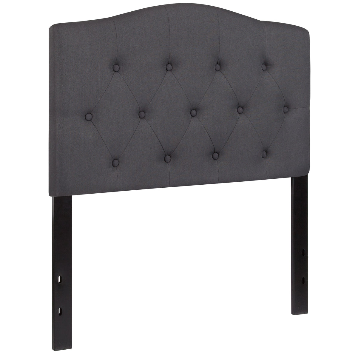Dark Gray,Twin |#| Arched Button Tufted Upholstered Twin Size Headboard in Dark Gray Fabric