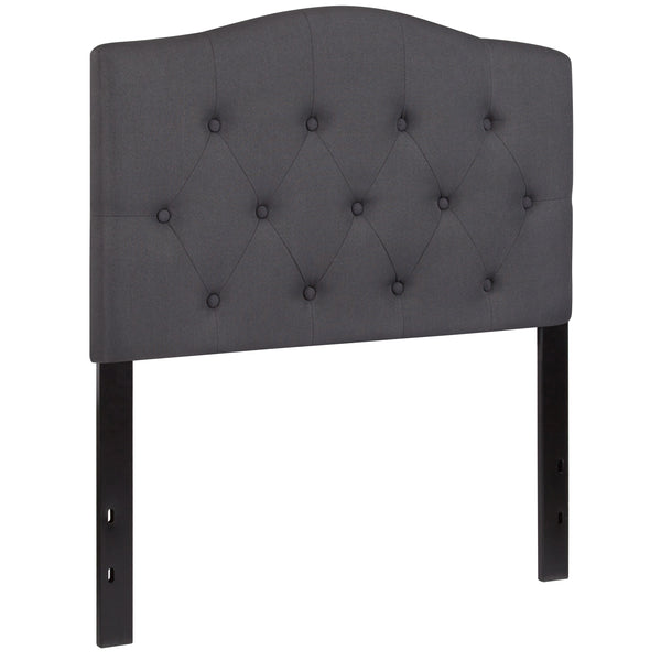 Dark Gray,Twin |#| Arched Button Tufted Upholstered Twin Size Headboard in Dark Gray Fabric