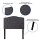 Dark Gray,Twin |#| Arched Button Tufted Upholstered Twin Size Headboard in Dark Gray Fabric