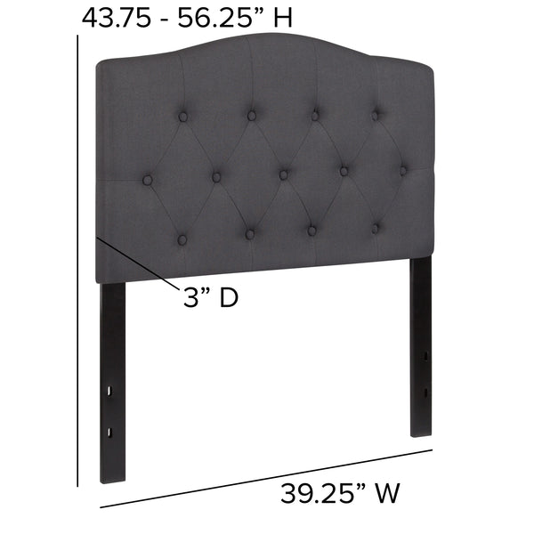 Dark Gray,Twin |#| Arched Button Tufted Upholstered Twin Size Headboard in Dark Gray Fabric