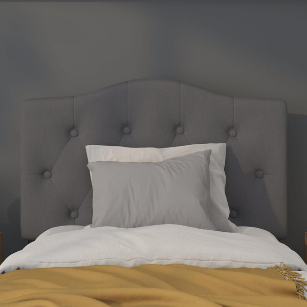 Camel,Full |#| Arched Button Tufted Upholstered Full Size Headboard in Camel Fabric