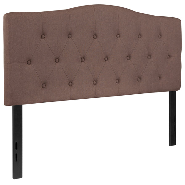 Camel,Full |#| Arched Button Tufted Upholstered Full Size Headboard in Camel Fabric
