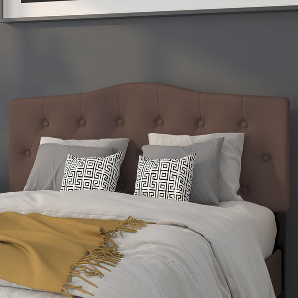 Camel,Full |#| Arched Button Tufted Upholstered Full Size Headboard in Camel Fabric