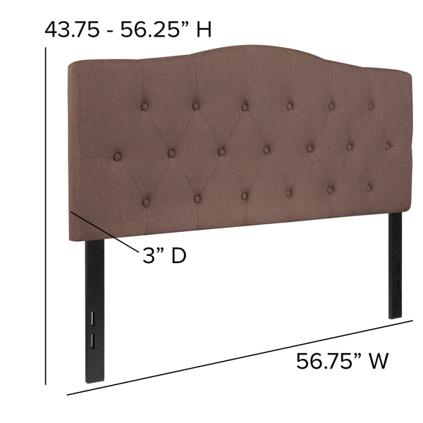 Camel,Full |#| Arched Button Tufted Upholstered Full Size Headboard in Camel Fabric