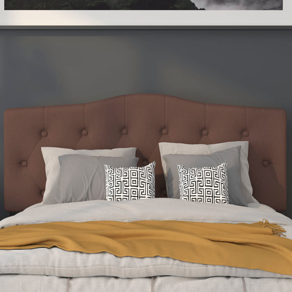 Black,Queen |#| Arched Button Tufted Upholstered Queen Size Headboard in Black Fabric