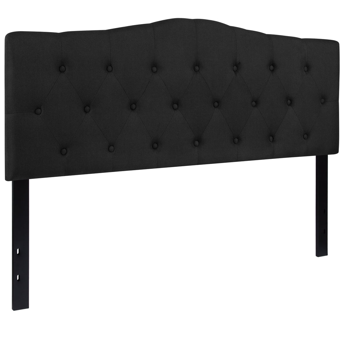 Black,Queen |#| Arched Button Tufted Upholstered Queen Size Headboard in Black Fabric