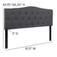 Dark Gray,Queen |#| Arched Button Tufted Upholstered Queen Size Headboard in Dark Gray Fabric