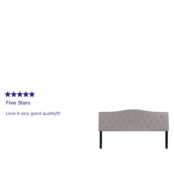 Light Gray,King |#| Arched Button Tufted Upholstered King Size Headboard in Light Gray Fabric