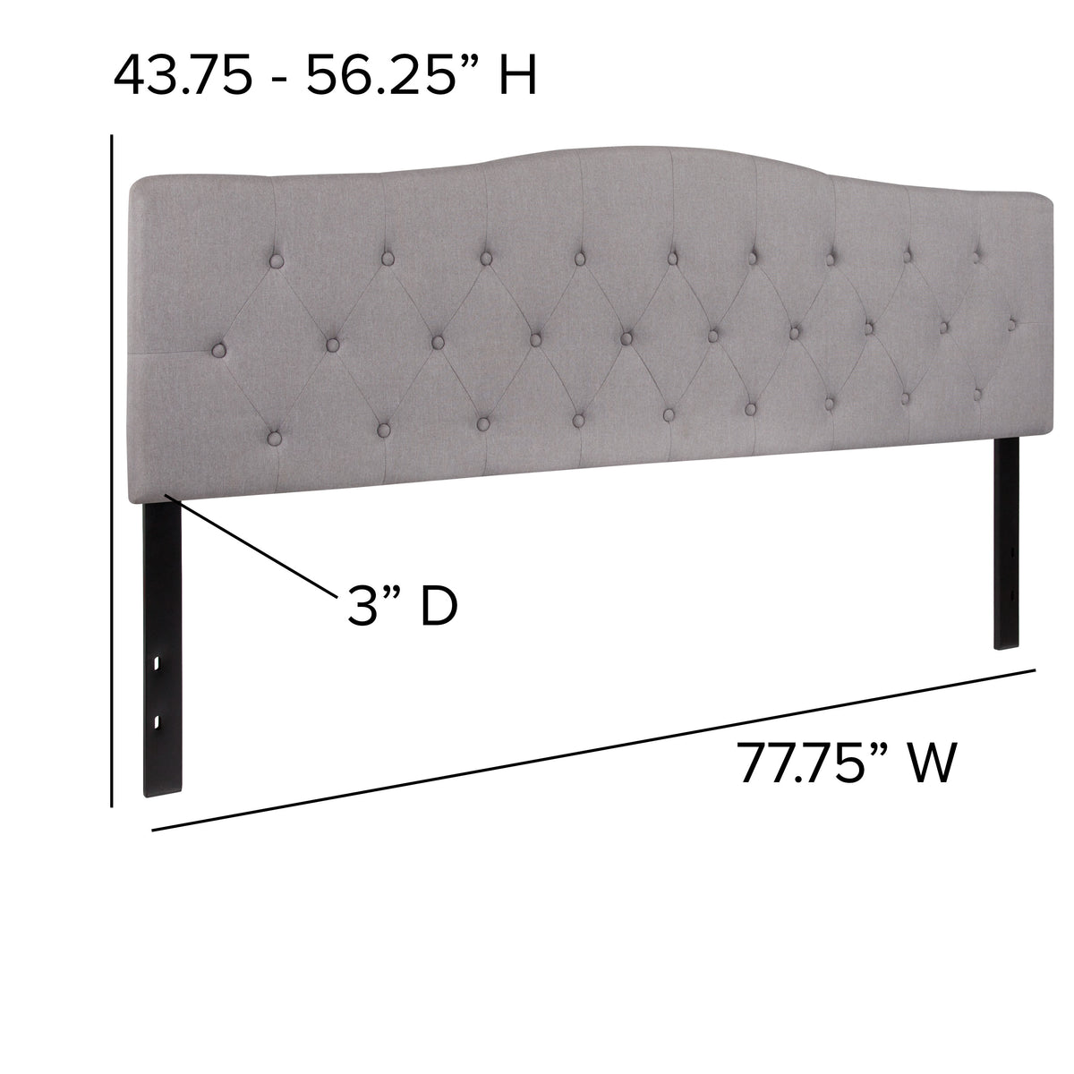 Light Gray,King |#| Arched Button Tufted Upholstered King Size Headboard in Light Gray Fabric