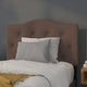 Camel,Twin |#| Arched Button Tufted Upholstered Twin Size Headboard in Camel Fabric
