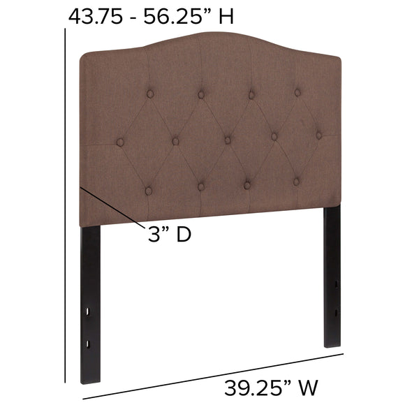 Camel,Twin |#| Arched Button Tufted Upholstered Twin Size Headboard in Camel Fabric