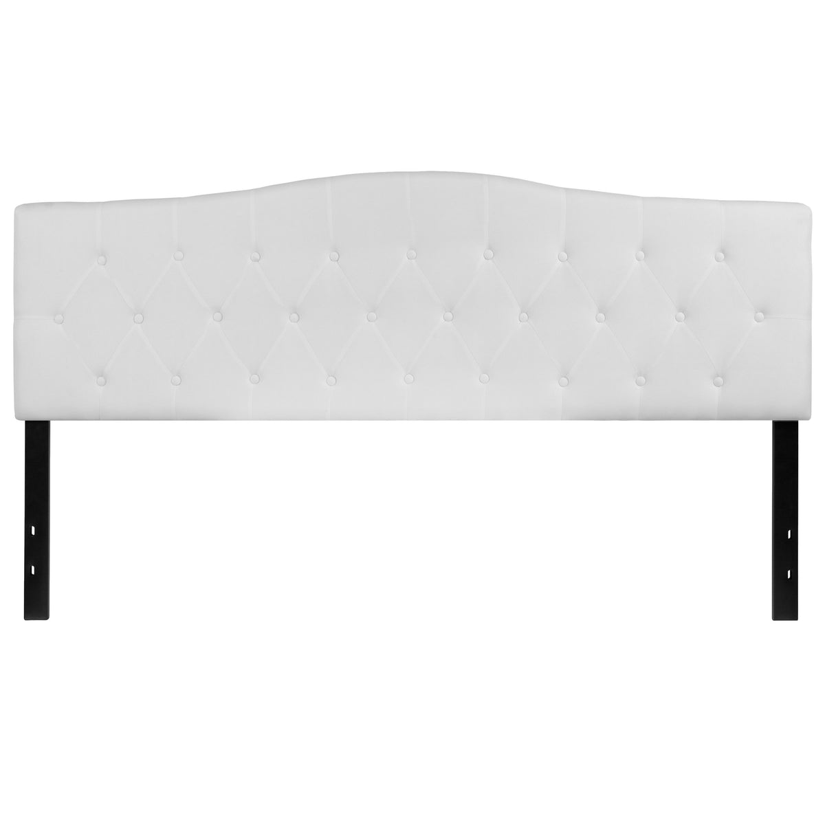 White,King |#| Arched Button Tufted Upholstered King Size Headboard in White Fabric