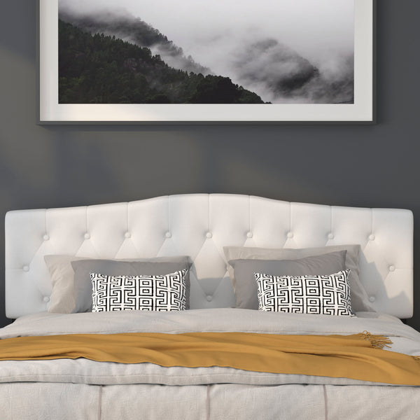 Black,Full |#| Arched Button Tufted Upholstered Full Size Headboard in Black Fabric