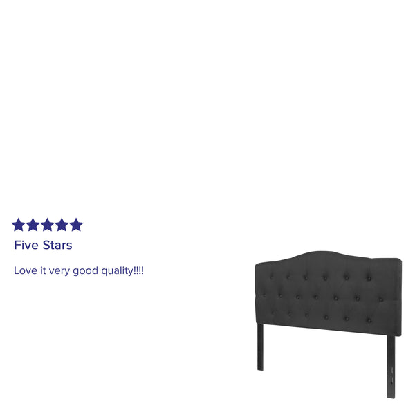 Black,Full |#| Arched Button Tufted Upholstered Full Size Headboard in Black Fabric