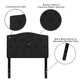 Black,Twin |#| Arched Button Tufted Upholstered Twin Size Headboard in Black Fabric