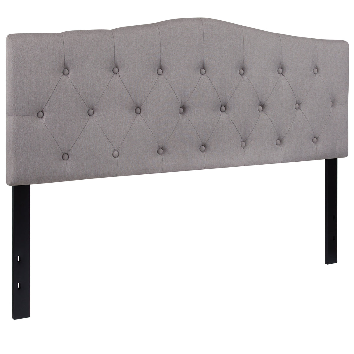 Light Gray,Queen |#| Arched Button Tufted Upholstered Queen Size Headboard in Light Gray Fabric
