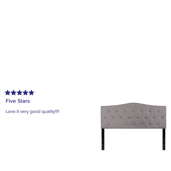 Light Gray,Queen |#| Arched Button Tufted Upholstered Queen Size Headboard in Light Gray Fabric