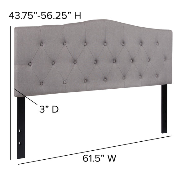 Dark Brown,King |#| Arched Button Tufted Upholstered King Size Headboard in Dark Brown Fabric