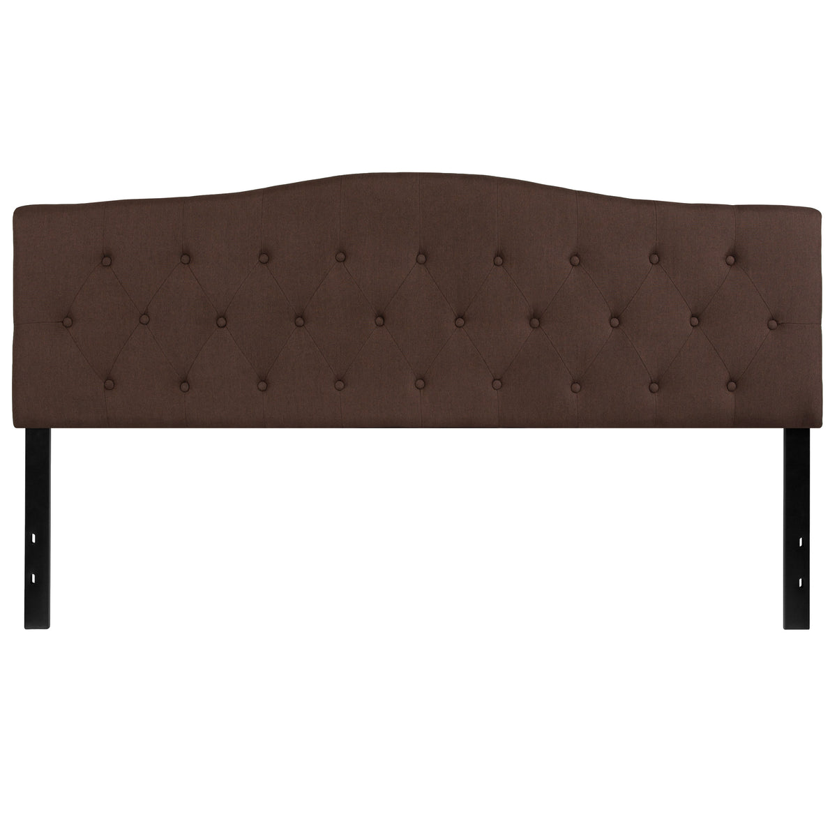Dark Brown,King |#| Arched Button Tufted Upholstered King Size Headboard in Dark Brown Fabric