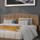 Dark Brown,King |#| Arched Button Tufted Upholstered King Size Headboard in Dark Brown Fabric