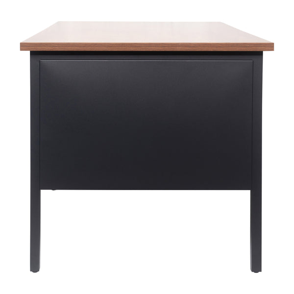 Walnut |#| Commercial Right Side Single Pedestal Desk-3 Locking Drawers in Walnut-30x48