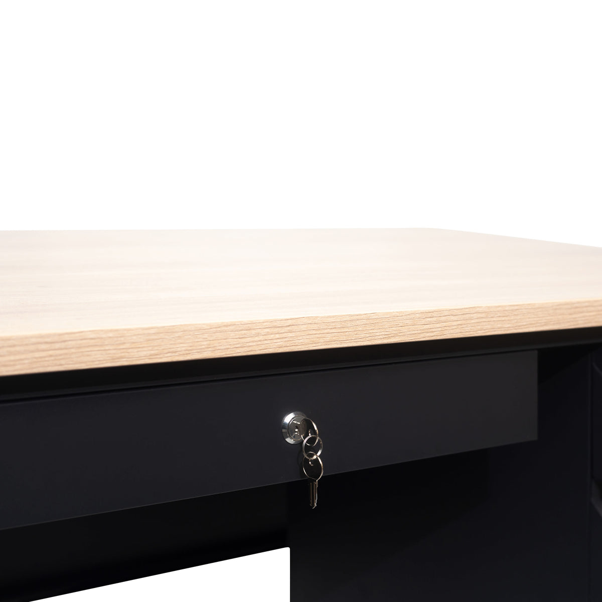 White Oak |#| Commercial Right Side Single Pedestal Desk-3 Locking Drawers in White Oak-30x48