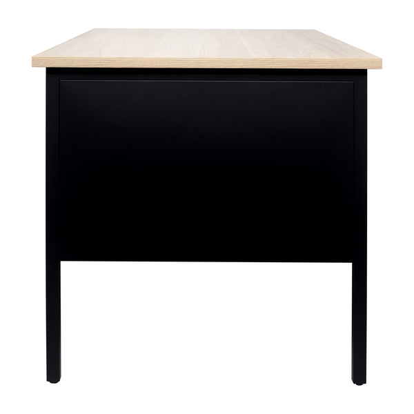 White Oak |#| Commercial Right Side Single Pedestal Desk-3 Locking Drawers in White Oak-30x48