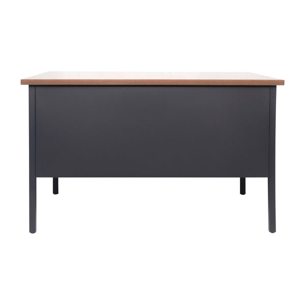 Walnut |#| Commercial Right Side Single Pedestal Desk-3 Locking Drawers in Walnut-30x48