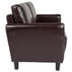 Brown LeatherSoft |#| Living Room Loveseat w/Extended Side Panels &Rounded Arms in Brown LeatherSoft