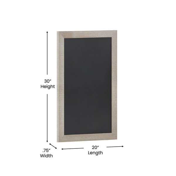 Weathered Brown,20inchW x 0.75inchD x 30inchH |#| 20inch x 30inch Wall Mounted Magnetic Chalkboard with Wooden Frame -Weathered