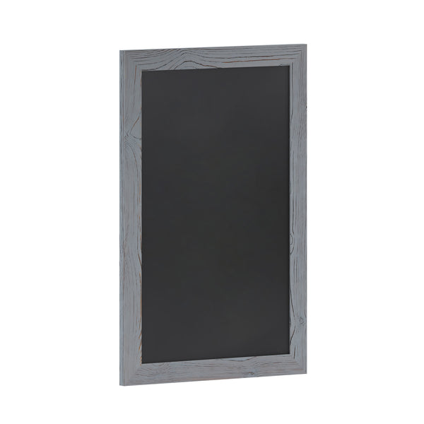 Grey,20inchW x 0.75inchD x 30inchH |#| 20inch x 30inch Wall Mounted Magnetic Chalkboard with Wooden Frame - Rustic Gray