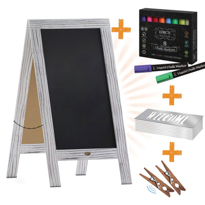 Canterbury Wooden Indoor/Outdoor A-Frame Magnetic Chalkboard Sign Set with 8 Chalk Markers, 10 Stencils, Eraser, and 2 Magnets - View 1