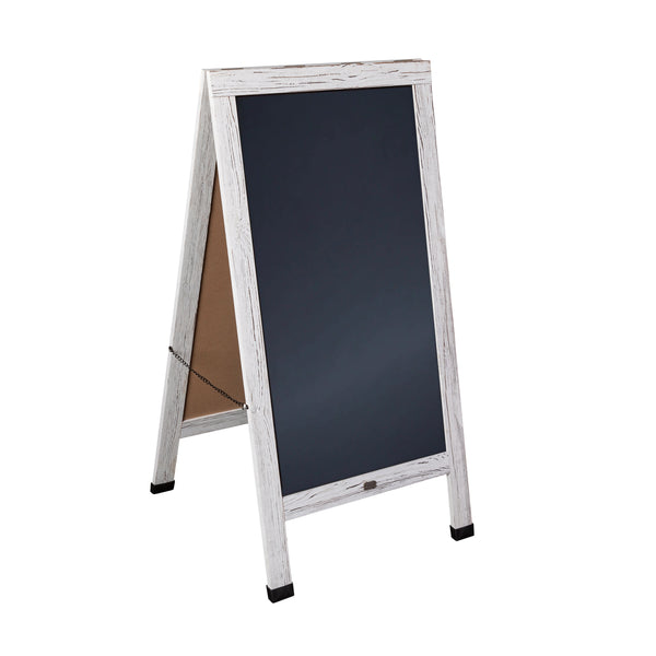 White Wash,48inchH x 24inchW |#| Whitewashed Wood A-Frame Magnetic Chalkboard Set-Markers, Stencils, and Magnets