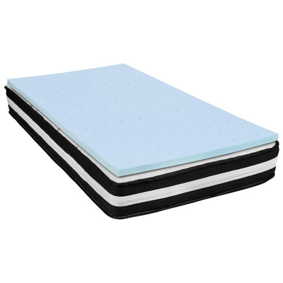 Capri Comfortable Sleep 10 Inch CertiPUR-US Certified Foam Pocket Spring Mattress & 2 inch Gel Memory Foam Topper Bundle