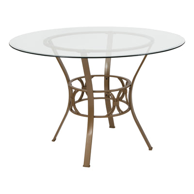 Carlisle 45'' Round Glass Dining Table with Crescent Style Metal Frame - View 1