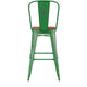 Green/Teak |#| All-Weather Bar Height Stool with Poly Resin Seat - Green/Teak