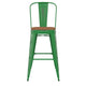 Green/Teak |#| All-Weather Bar Height Stool with Poly Resin Seat - Green/Teak