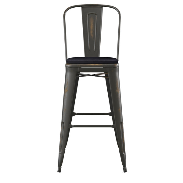 Copper/Black |#| All-Weather Bar Height Stool with Poly Resin Seat - Copper/Black