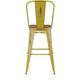 Yellow/Teak |#| All-Weather Bar Height Stool with Poly Resin Seat - Yellow/Teak