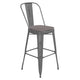 Silver Gray/Gray |#| All-Weather Bar Height Stool with Poly Resin Seat - Silver/Gray
