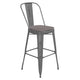 Silver Gray/Gray |#| All-Weather Bar Height Stool with Poly Resin Seat - Silver/Gray