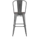 Silver Gray/Gray |#| All-Weather Bar Height Stool with Poly Resin Seat - Silver/Gray