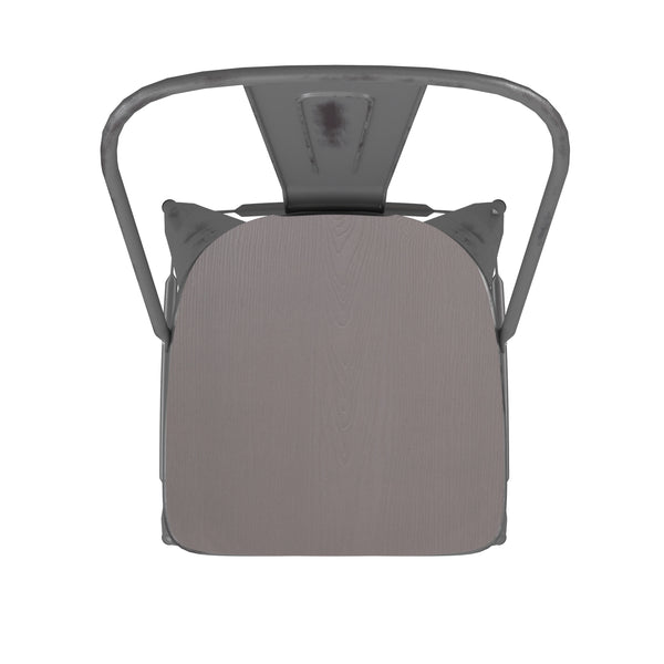Silver Gray/Gray |#| All-Weather Bar Height Stool with Poly Resin Seat - Silver/Gray