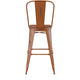 Orange/Teak |#| All-Weather Bar Height Stool with Poly Resin Seat - Orange/Teak