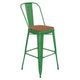 Green/Teak |#| All-Weather Bar Height Stool with Poly Resin Seat - Green/Teak